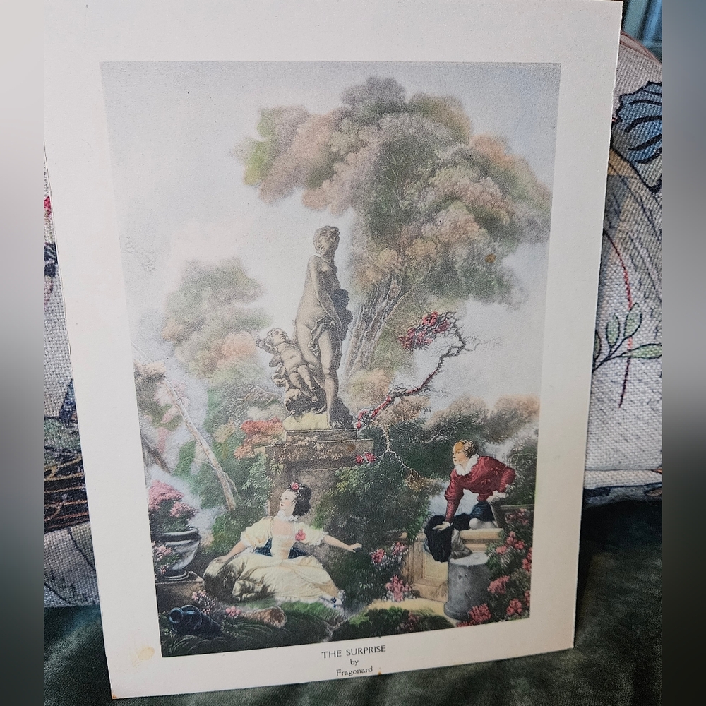 Vintage Fragonard Art Print "The Surprise"